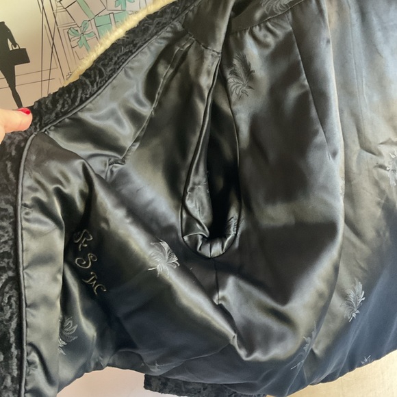 Vintage Black Curly Lamb Karakul and Blonde Mink Swing Coat, M - Picture 6 of 12